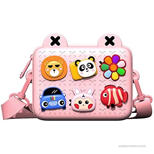 Kids EVA Messenger Bag with Cute Cartoon Collage Pattern Suitable for Children Aged 3-5 and Young Girls Special Birthday Gift Cute Messenger Bag Waist Bag (Pink)