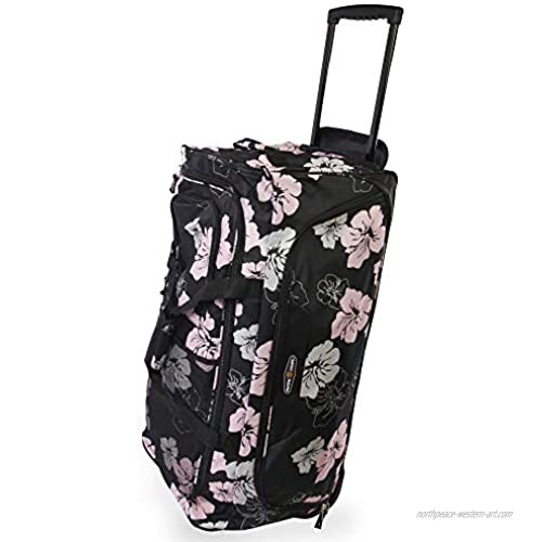 Pacific Coast Signature Women's 32" Large Rolling Duffel Bag  Pink Hibiscus  One Size