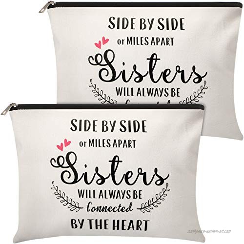 2 Pieces Makeup Bag Sister Gifts from Sister Brother  Personalized Cosmetic Bag Sister Gift for Sister Christmas Birthday Friendship Gifts for Soul Sister  Big Sister  Little Sister (Side By Side)
