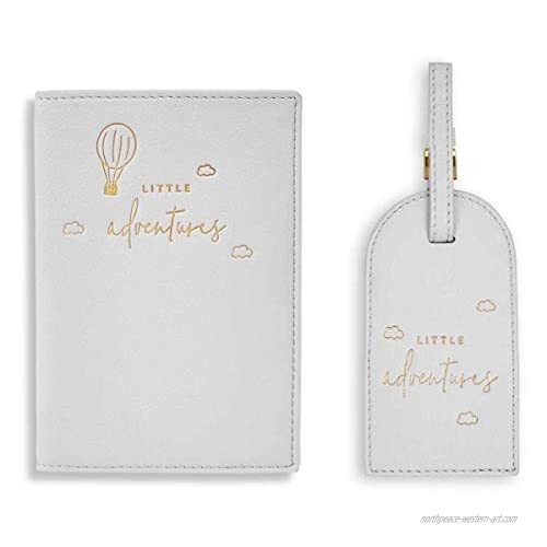 Katie Loxton Little Adventures Childrens Passport Holder and Luggage Tags 2 Piece Set Grey