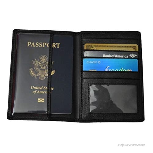 Pyin Passport Sized ID Credit Card Holders Travel Leather Pouch Pocket Wallet Black