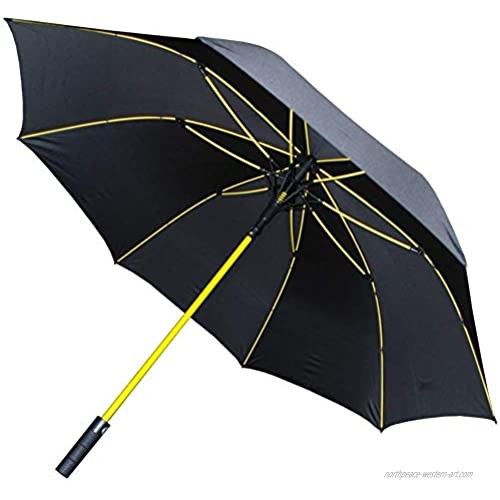 COLLAR AND CUFFS LONDON - 60MPH Windproof EXTRA STRONG - StormFighter Jumbo Umbrella - Striking Yellow Reinforced Fiberglass Frame - For 1 or 2 Persons - Auto Open - Non Slip Tyre Style Handle - Black