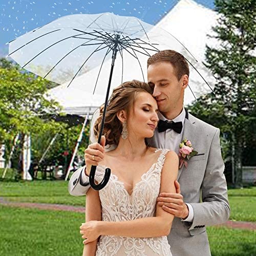 NOSUN 47Inch Women's Clear Umbrella Windproof Umbrella for Wedding