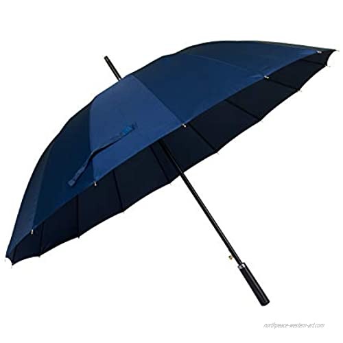 ThreeH Automatic Open Umbrella 16 Ribs Stick Umbrella Windproof Waterproof for Men and Women Navy