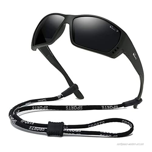 Bevi Polarized Sports Sunglasses for Men Women TR90 Square Frame Glasses Flexible and Durable Sun Glasses