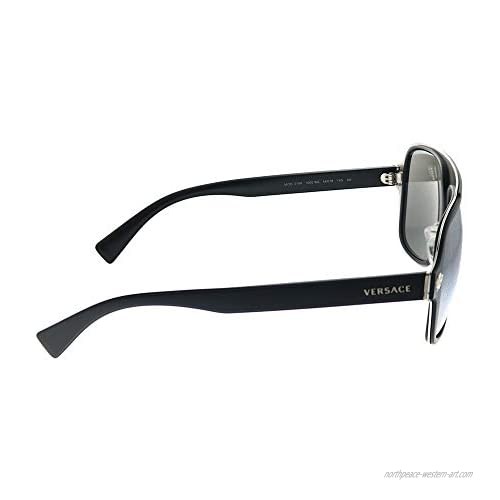 Versace Medusa Charm VE 2199 10006G Matte Black Plastic Aviator Sunglasses Silver Mirror Lens