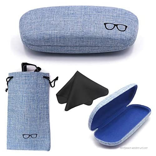 1 Set Hard Shell Eyeglasses Case  Glasses Protection Case  Spectacle Case with Glasses Pouch and Cleaning Cloth