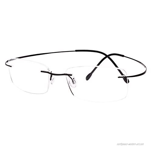 Agstum Titanium Rimless Flexible Frame Hingeless Optical Eyeglasses Clear Lens