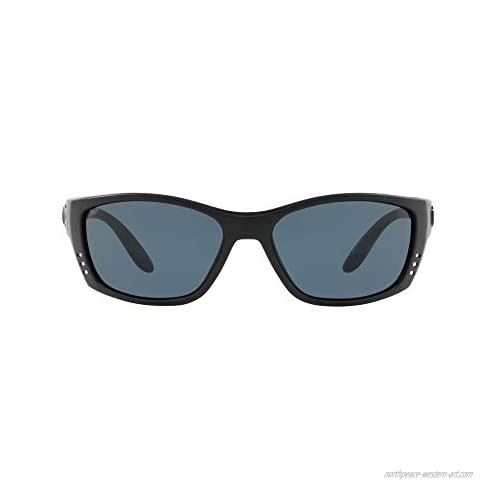 Costa Del Mar Men's Fisch 580P Polarized Rectangular Sunglasses  Blackout/Grey Polarized-580P  64 mm