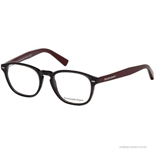 Ermenegildo Zegna EZ5057 005 Mens Black Stripe/Burgundy 49 mm Eyeglasses - Black Stripe/Burgundy