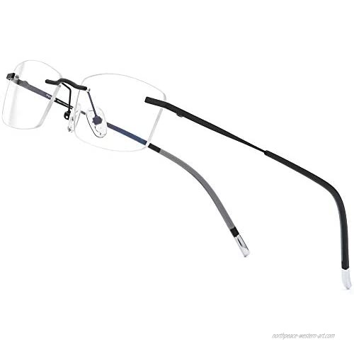 FONEX Titanium Glasses Men Rimless Square Eyeglasses Frame Frameless Myopia Optical Eyewear 9203
