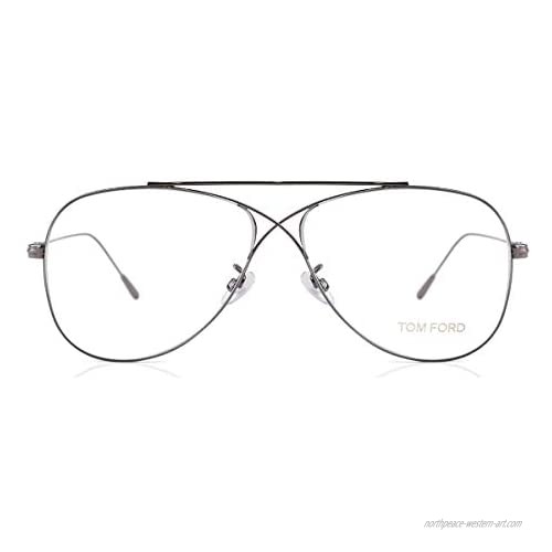 Tom Ford FT5531 Silver/Clear Lens Eyeglasses  Shiny Light Ruthenium  Shiny Palladium "T" Logo  56/12/145