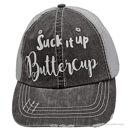 R2N fashions Women's Baseball caps Suck it up Buttercup Trucker Style hat Cap Black/Grey