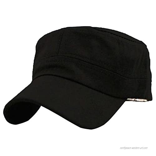Vivoice Cadet Army Cap - Unisex Flat Top Hat Cotton Corps Hat with Adjustable Strap