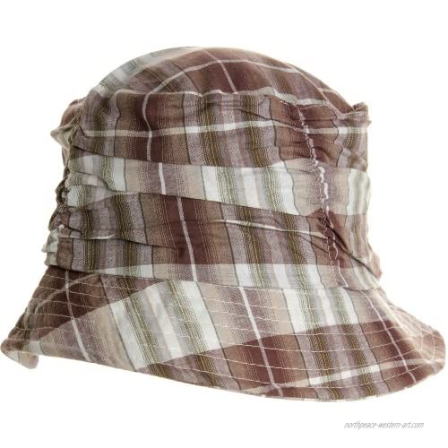 LL Women's Spring Summer Plaid Bucket Hats - Brown