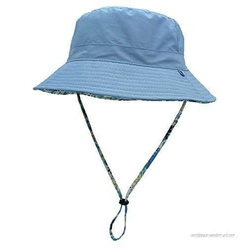 YR.Lover Parent-Child Bucket Hat Double-Side Wearing Wide Brim Beach Hat Sun Protection Fishing Hat for Women and Men