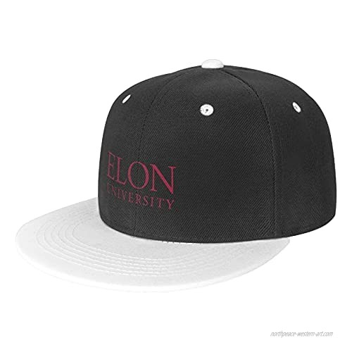 Casider Elon University Hat Unisex Trucker Hat Hip Hop Plaid Flat Bill Brim Adjustable Baseball Cap White