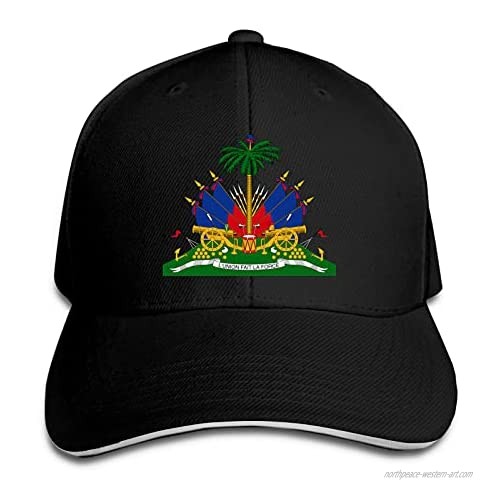 Haiti Coat of Arms Hat Funny Neutral Printing Truck Driver Cap Cowboy Hat Adjustable Skullcap Dad Hat for Men and Women Black