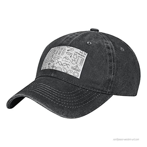 NOTZERO Scientific Symbols Adult Casual Cowboy HAT  Mens Adjustable Baseball Cap  Hats for MENScientific Symbols Black
