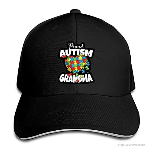 Proud Autism Grandma Hat Funny Neutral Printing Truck Driver Cap Cowboy Hat Adjustable Skullcap Dad Hat for Men and Women Black