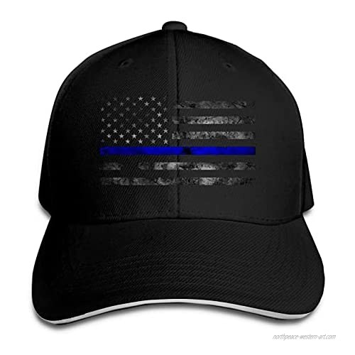 Thin Blue Line American Flag Hat Funny Neutral Printing Truck Driver Cap Cowboy Hat Adjustable Skullcap Dad Hat for Men and Women