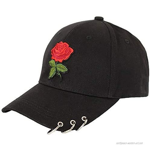 Nutriangee Men Women Rose Floral Embroidered Baseball Cap Cotton Adjustable Flower Dad Hat