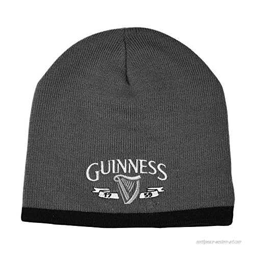 Guinness Beanie Hat with Silver Logo and Black Trim  Grey Colour