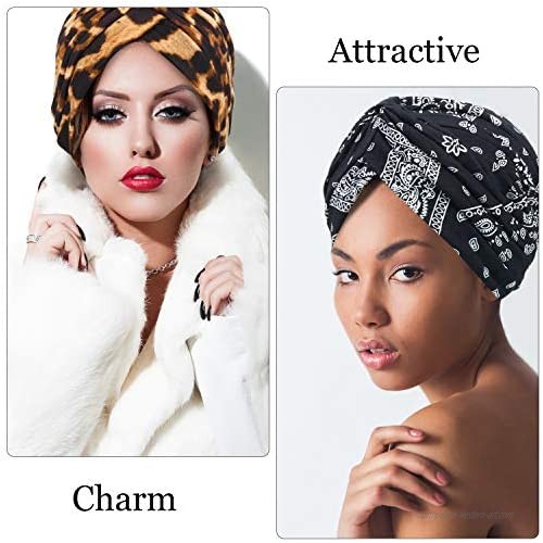 3 Pieces Turban for Women Soft Turban Patterned Beanie Pleated Head Wrap Cap Hair Loss Hat