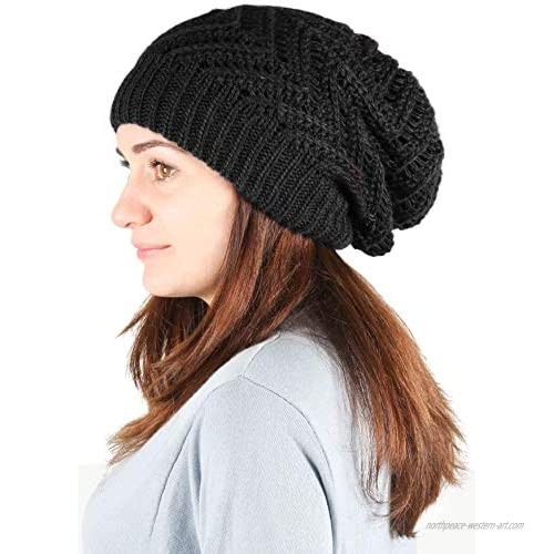 Lilax Women Knit Hat Oversized Slouchy Chunky Soft Warm Winter Baggy Beanie