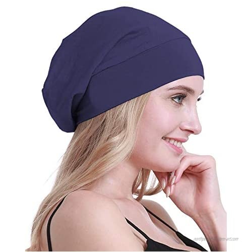 osvyo Bamboo-Satin Silk Lined Sleep Cap Beanie Slouchy Slap Hat for Women