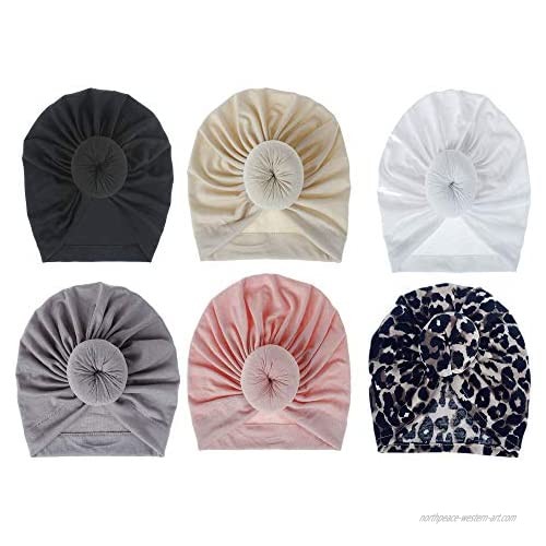 Women Turban Pre-Tied-Knotted-Donut Headwrap Hat - 6Pcs Chemo Cap Hair Loss Hat