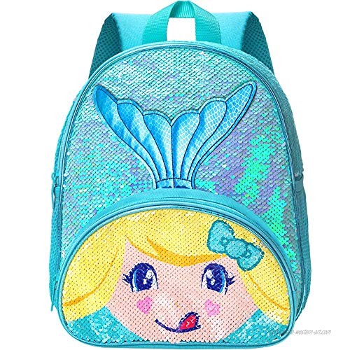 Toddler Backpack  12" Mermaid Sequin Bookbag for Girls