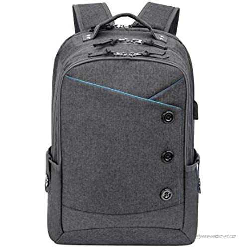 KINGSLONG Laptop Backpacks for Travel College Business Men Women 17 Inch Grey