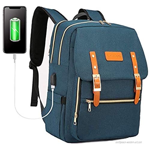 Laptop Backpack for Women Men 15.6 inch Teacher Backpack Computer Bag Water-Resistant Travel Work Bag with USB Charging Port(Navy)