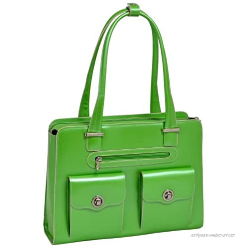 McKlein  W Series  Verona  Top Grain Cowhide Leather  15" Leather Fly-Through Checkpoint-Friendly Ladies' Laptop Briefcase  Green (96621)